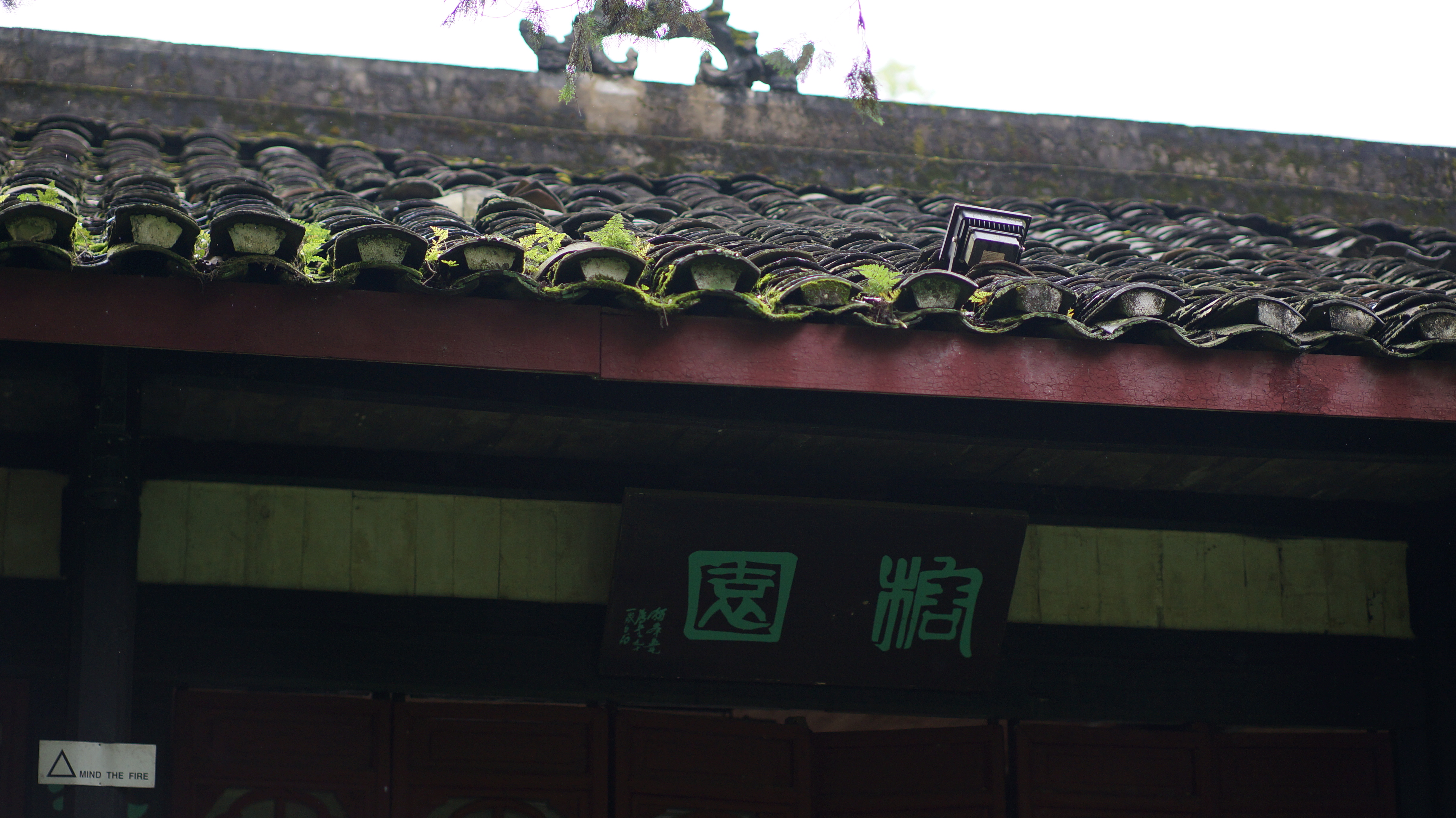 石瓦木匾，大光圈紫边出来了，镜头极限的性能
